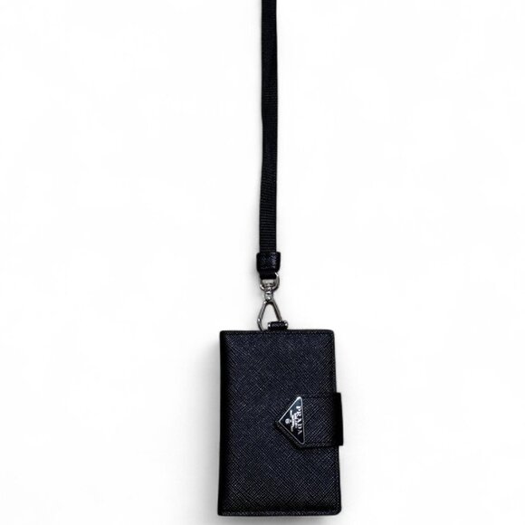 Prada Saffiano Leather Card Holder with Strap - Picture 1 of 5